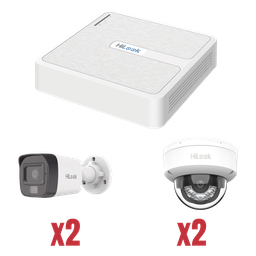 KIT IP 1080p / NVR de 4 Canales / 2 Cámaras IP Bala / 2 Cámaras IP Domo