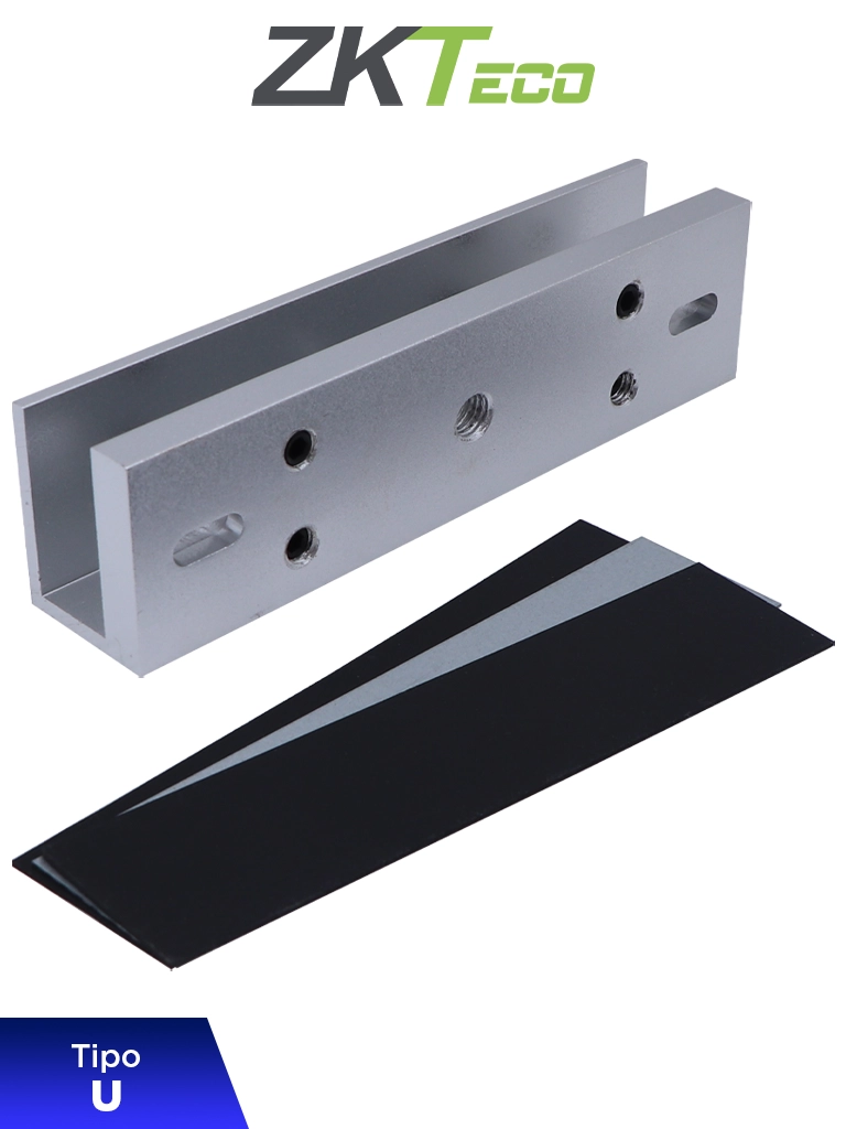 ZKTECO LMB120U - Soporte en U para montaje en puerta de vidrio sin marco, compatible con contrachapa magnética Modelo LM120 clave ZKT0850001