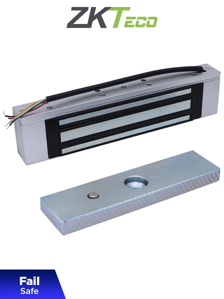 ZKTECO LM120 - Contrachapa magnética de 120 Kg, para puertas de madera, vidrio o metal, requiere alimentación a 12VDC y conexión NC desde su sistema de control de Acceso