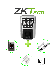 ZKTECO MA500PAK - Control de Acceso Profesional de Huella / Tarjeta y Password para Exterior con IP65 / Incluye Contrachapa Magnética LM2805 de 200Kg / Soporte de Fijación ZL / Botón de Salida No Touch