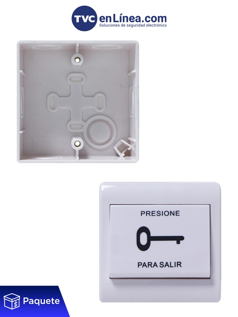 YLI PBK812PAK - Paquete de boton de plastico para apertura de puerta / Incluye caja para instalacion