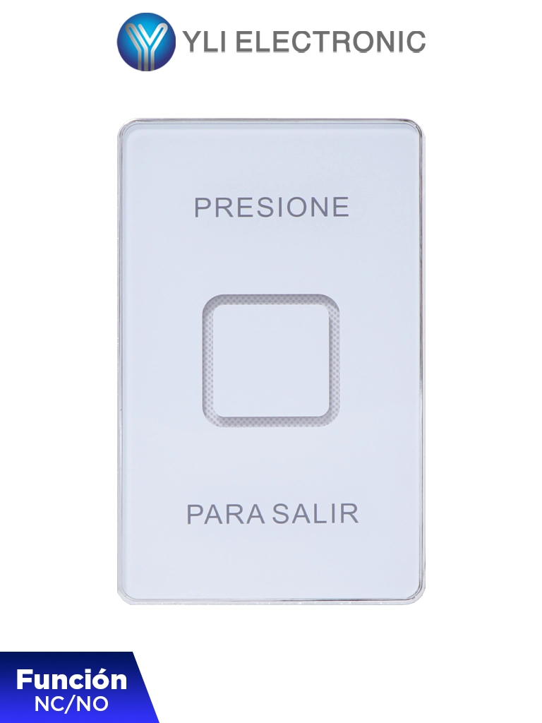 YLI TSK830NCLED - Botón de salida touch con luz LED acabo elegante en cristal templado salidas NO y NC/ No requiere caja de instalación, 12 VDC