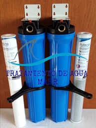 2 Portafiltros Azul 2.5x20 + Sedimentos + Carbon Activado