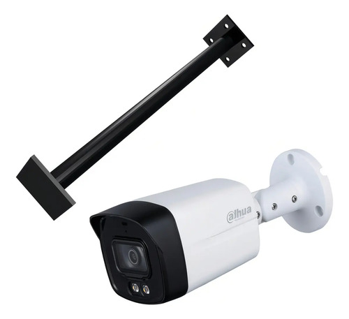 DAHUA Cámara Bullet HFW1209TLMN-PLUS-ARES Con Brazo Metálico y Letrero disuasivo Full Color de 2 Mp 1080p 2.8mm 108 Grados de Apertura Microfono Integrado Led 40Mts DWDR IP67 HFW1209TLMN Metalica