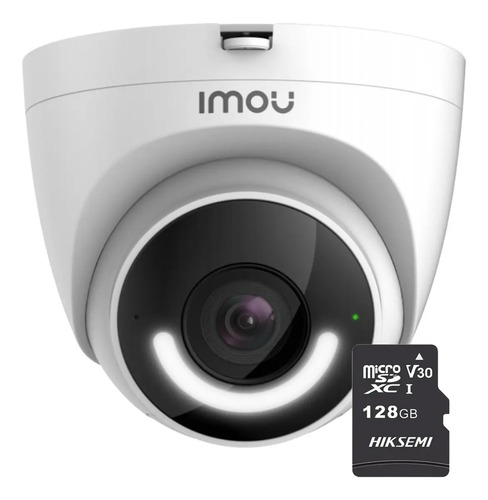 IMOU CámaraTurret IP WiFi 2mp T26EN-PLUS-128 Con MicroSD 128GB Y Letrero disuasivo Sirena Integrada Led de Alta Potencia Microfono Integrado Audio Bidereccional Detección de Humanos IR 30M IP67 T26EN Disuasión activa