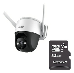 Imou Cámara IP PT Wifi 2 Mp S22FN-PLUS-32 Con MicroSD 32gb y Letrero disuasivo Full Color Audio 2 Vías 30M de Visión Nocturna 3.6mm Sirena y Luz Blanca H.265 Detección de Humanos Auto tracking S22FN Onvif