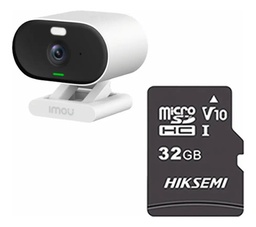 Imou Cámara IP WIFI 2MP C22FN-PLUS-32 Con MicroSD 32gb y Letrero disuasivo 2.8 mm IR 20m IP67 H.265 audio bidireccional C22FN detección de humanos