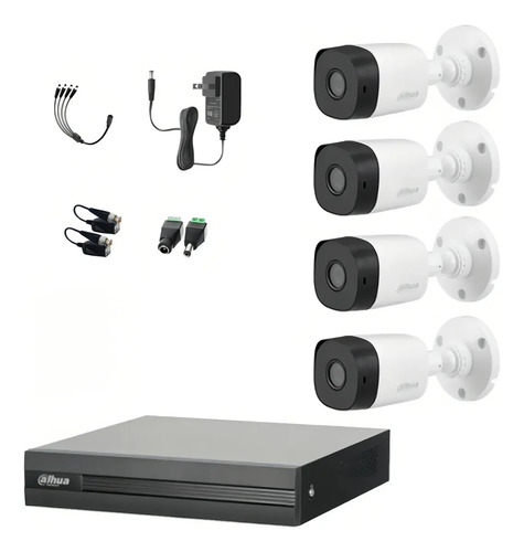 Dahua DHT0250019 Kit de vigilancia Modelo B1A11-PLUS-2 4 Canales 1 Mp 2.8mm/ 93 Grados de Apertura 4 CH+1 IP o Hasta 5 CH IP SMD Plus B1A11 Búsqueda de Humanos y Vehículos