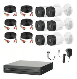 Dahua DHT0250019 Kit de vigilancia Modelo B1A11-PLUS-7 6 Canales 1 Mp Cables incluidos 2.8mm/ 93 Grados de Apertura B1A11 Búsqueda de Humanos y Vehículos
