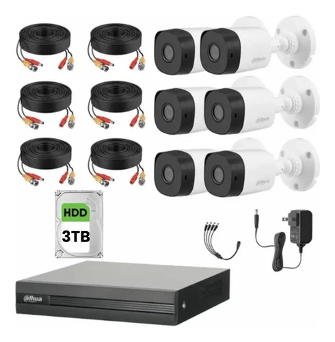 Dahua DHT0250019 Kit de vigilancia Modelo B1A11-PLUS-10 6 Canales 1 Mp Con disco duro 3TB Y cables incluidos 2.8mm/ 93 Grados de Apertura 4 CH+1 IP o Hasta 5 CH IP SMD Plus B1A11 Búsqueda de Humanos y Vehículos