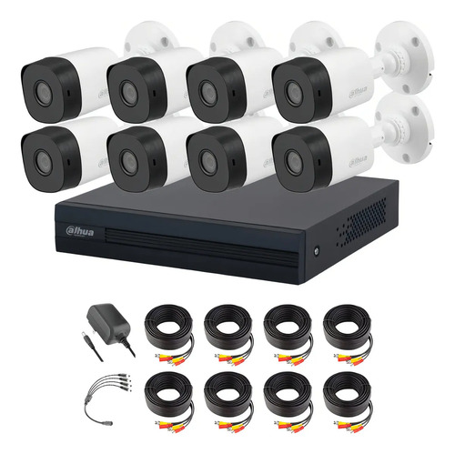 Dahua DHT0250019 Kit de vigilancia Modelo B1A11-PLUS-11 8 Canales 1 Mp Cables incluidos 2.8mm/ 93 Grados de Apertura Dvr 8 Canales+2 IP o Hasta 10 Ch IP B1A11 Búsqueda de Humanos y Vehículos