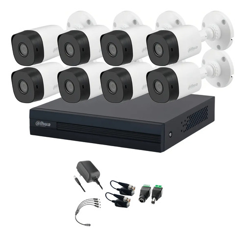 Dahua DHT0250019 Kit de vigilancia Modelo B1A12-PLUS-12 8 Canales 1 Mp 2.8mm/ 93 Grados de Apertura Dvr 8 Canales+2 IP o Hasta 10 Ch IP B1A11 Búsqueda de Humanos y Vehículos