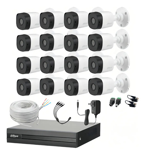 Dahua DHT0250019 Kit de vigilancia Modelo B1A11-PLUS-15 16 Canales 1 Mp Bobina de Cable UTP Cat5e 305M 2.8mm/ 93 Grados de Apertura 16 Canales+2IP o Hasta 18 Ch IP  B1A11 Búsqueda de Humanos y Vehículos