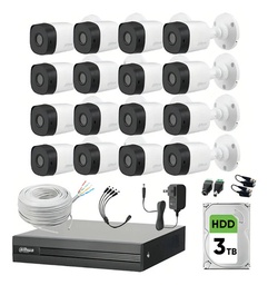 Dahua DHT0250019 Kit de vigilancia Modelo B1A11-PLUS-16 16 Canales 1 Mp Con disco duro 3TB Y Bobina de Cable UTP Cat5e 305M 2.8mm/ 93 Grados de Apertura 16 Canales+2IP o Hasta 18 Ch IP  B1A11 Búsqueda de Humanos y Vehículos