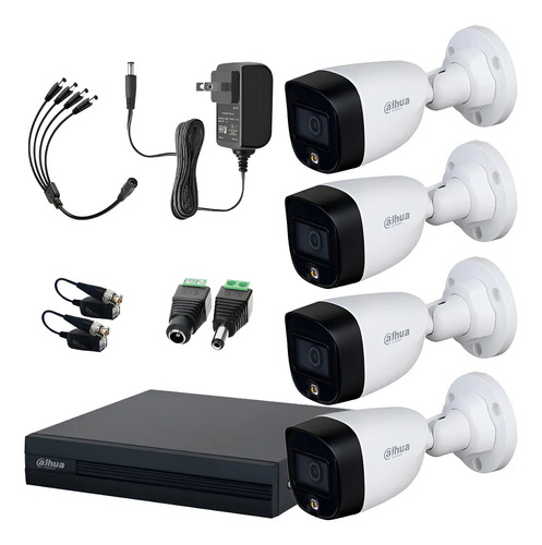 Dahua Kit de Video Vigilancia de 4 Canales Full Color de 2 MP Modelo DHT0250017-PLUSN  Full Color 24/7 Lente Fijo de 2.8 mm y Detección de Humanos Camaras de Seguridad IR20 mts