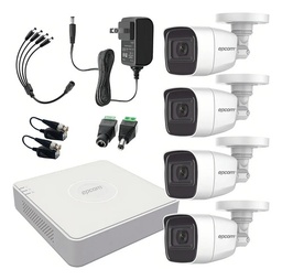 Epcom B8-KIT-MIC Kit de Sistema Profecional de Video Vigilancia TurboHD Con Microfono Integrado Modelo B8-MIC-PLUS-SC 4 Canales 2Mp CCTV Cámaras Bala Metalicas Con Fuente De Poder Para 4 Camaras