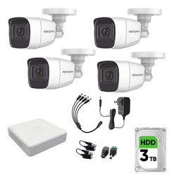 Epcom B8-KIT-MIC Kit Camaras De Seguridad De Video Vigilancia Metalicas Con Microfono Integrado Modelo B8-MIC-PLUS-SC+3T 2mp Con disco duro 3TB Cctv Cámaras Bala Con Audio Por Coaxitron Turbohd 1080p Lite