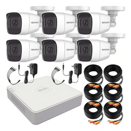 Epcom B8-KIT-MIC Kit Camaras De Seguridad De Video Vigilancia Metalicas Con Microfono Integrado Modelo B8-MIC-PLUS6 2mp Cctv Cámaras Bala Con Audio Por Coaxitron Turbohd 1080p Lite