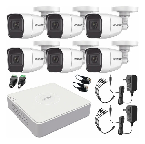 Epcom B8-KIT-MIC Kit Camaras De Seguridad De Video Vigilancia Metalicas Con Microfono Integrado Modelo B8-MIC-PLUS6-SC 2mp Cctv Cámaras Bala Con Audio Por Coaxitron Turbohd 1080p Lite
