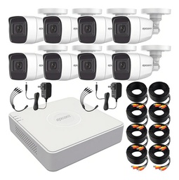 Epcom B8-KIT-MIC Kit Camaras De Seguridad De Video Vigilancia Metalicas Con Microfono Integrado Modelo B8-MIC-PLUS8 2mp Cctv Cámaras Bala Con Audio Por Coaxitron Turbohd 1080p Lite