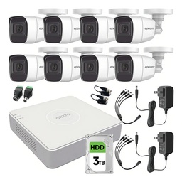 Epcom B8-KIT-MIC Kit Camaras De Seguridad De Video Vigilancia Metalicas Con Microfono Integrado Modelo B8-MIC-PLUS8-SC+3T 2mp Con disco duro 3TB Cctv Cámaras Bala Con Audio Por Coaxitron Turbohd 1080p Lite