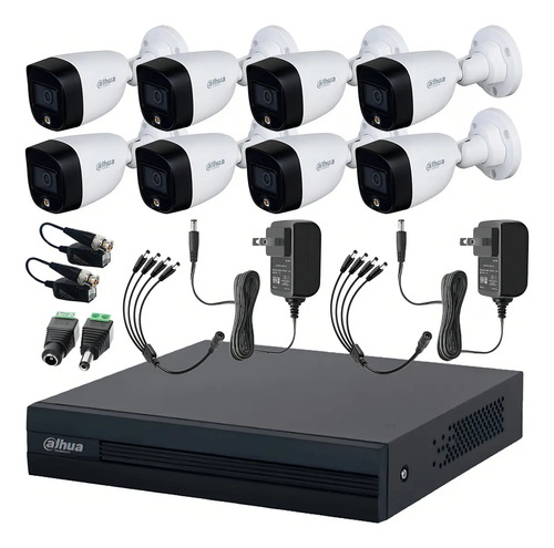 Dahua DHT0250017 Kit de Video Vigilancia Full Color 8 Cámaras 2 MP con Transceptores Circuito Cerrado con Detección de Movimiento y Cámaras de Seguridad  Alta Resolución
