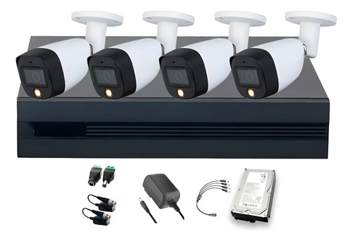Dahua DHT0250020 Kit de 4 Cámaras de seguridad Exterior FULLCOLORKIT-A-4SC3  Full Color 2 MP 3 TB Microfono Integrado Circuito Cerrado Facil Instalación Busqueda de Humanos FULLCOLORKIT-A CCTV