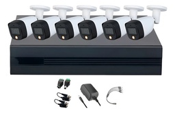 Dahua DHT0250020 Kit de 6 Cámaras de seguridad Exterior FULLCOLORKIT-A-6SC Full Color 2 MP Microfono Integrado Circuito Cerrado Facil Instalación Busqueda de Humanos FULLCOLORKIT-A CCTV