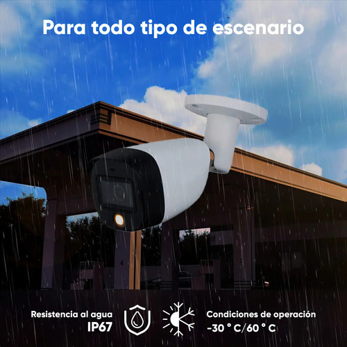 Dahua DHT0250020 Kit de 6 Cámaras de seguridad Exterior FULLCOLORKIT-A-6SC3 Full Color 2 MP 3 TB Microfono Integrado Circuito Cerrado Facil Instalación Busqueda de Humanos FULLCOLORKIT-A CCTV
