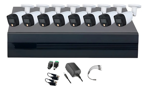 Dahua DHT0250020 Kit de 8 Cámaras de seguridad Exterior FULLCOLORKIT-A-8SC  Full Color 2 MP Microfono Integrado Circuito Cerrado Facil Instalación Busqueda de Humanos FULLCOLORKIT-A CCTV