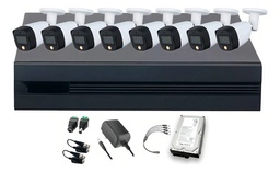 Dahua DHT0250020 Kit de 8 Cámaras de seguridad Exterior FULLCOLORKIT-A-8SC3  Full Color 2 MP 3 TB Microfono Integrado Circuito Cerrado Facil Instalación Busqueda de Humanos FULLCOLORKIT-A CCTV