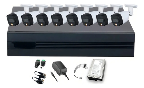 Dahua DHT0250020 Kit de 8 Cámaras de seguridad Exterior FULLCOLORKIT-A-8SC3  Full Color 2 MP 3 TB Microfono Integrado Circuito Cerrado Facil Instalación Busqueda de Humanos FULLCOLORKIT-A CCTV