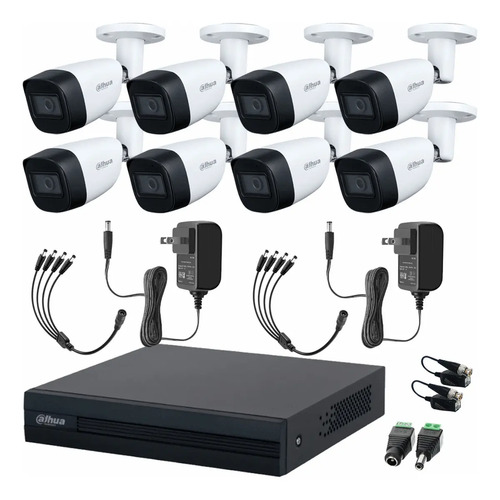 Kit de Videovigilancia Cronos 8 Cámaras Dahua Bala HFW1200CM 2MP Metálica con Micrófono Integrado + Balums + Accesorios - Kit CCTV HFW1200CM-ZERO-SC (DVR DH-XVR1B08-I Circuito Cerrado)