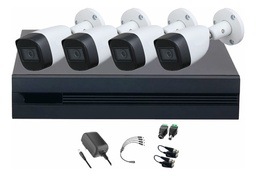 Dahua DHT0250013 Kit de 4 Cámaras de seguridad Metálicas Exterior KITXVR5104HS4KLI3-4CSC 5 MP Microfono Integrado Circuito Cerrado Facil Instalación Busqueda de Humanos KITXVR5104HS4KLI3 CCTV