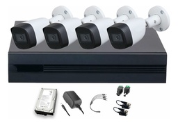 Dahua DHT0250013 Kit de 4 Cámaras de seguridad Metálicas Exterior KITXVR5104HS4KLI3-4CSC500 500 GB 5 MP Microfono Integrado Circuito Cerrado Facil Instalación Busqueda de Humanos KITXVR5104HS4KLI3 CCTV
