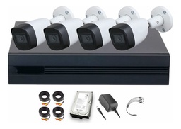 Dahua DHT0250013 Kit de 4 Cámaras de seguridad Metálicas Exterior KITXVR5104HS4KLI3-4CC500 5 MP 500 GB Microfono Integrado Circuito Cerrado Facil Instalación Busqueda de Humanos KITXVR5104HS4KLI3 CCTV
