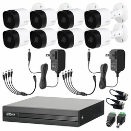 Dahua DHT0250012 Kit de Circuito Cerrado 8 Cámaras Metalicas 5 Mp + Transceptores Kit de Video Vigilancia con Busqueda Inteligente de Alta Resolución