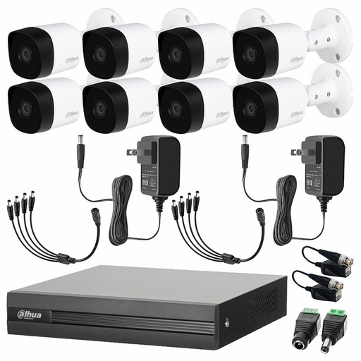 Dahua DHT0250012 Kit de Circuito Cerrado 8 Cámaras Metalicas 5 Mp + Transceptores Kit de Video Vigilancia con Busqueda Inteligente de Alta Resolución