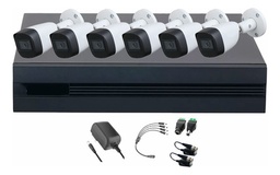 Dahua DHT0250013 Kit de 6 Cámaras de seguridad Metálicas Exterior KITXVR5104HS4KLI3-6CSC 5 MP Microfono Integrado Circuito Cerrado Facil Instalación Busqueda de Humanos KITXVR5104HS4KLI3 CCTV