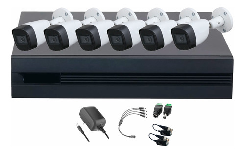 Dahua DHT0250013 Kit de 6 Cámaras de seguridad Metálicas Exterior KITXVR5104HS4KLI3-6CSC 5 MP Microfono Integrado Circuito Cerrado Facil Instalación Busqueda de Humanos KITXVR5104HS4KLI3 CCTV