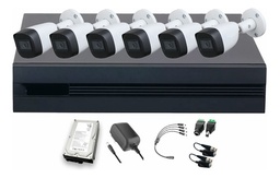 Dahua DHT0250013 Kit de 6 Cámaras de seguridad Metálicas Exterior KITXVR5104HS4KLI3-6CSC3 5 MP 3 TB Microfono Integrado Circuito Cerrado Facil Instalación Busqueda de Humanos KITXVR5104HS4KLI3 CCTV