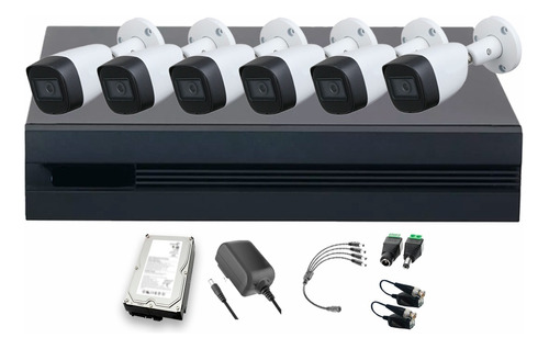 Dahua DHT0250013 Kit de 6 Cámaras de seguridad Metálicas Exterior KITXVR5104HS4KLI3-6CSC3 5 MP 3 TB Microfono Integrado Circuito Cerrado Facil Instalación Busqueda de Humanos KITXVR5104HS4KLI3 CCTV
