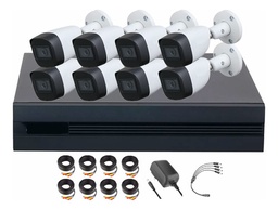 Dahua DHT0250013 Kit de 8 Cámaras de seguridad Metálicas Exterior KITXVR5104HS4KLI3-8CCC + Accesorios 5 MP Microfono Integrado Circuito Cerrado Facil Instalación Busqueda de Humanos KITXVR5104HS4KLI3 CCTV