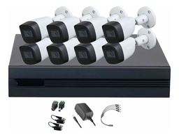 Dahua DHT0250013 Kit de 8 Cámaras de seguridad Metálicas Exterior KITXVR5104HS4KLI3-8CSC 5 MP Microfono Integrado Circuito Cerrado Facil Instalación Busqueda de Humanos KITXVR5104HS4KLI3 CCTV