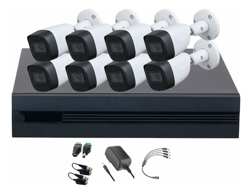 Dahua DHT0250013 Kit de 8 Cámaras de seguridad Metálicas Exterior KITXVR5104HS4KLI3-8CSC 5 MP Microfono Integrado Circuito Cerrado Facil Instalación Busqueda de Humanos KITXVR5104HS4KLI3 CCTV