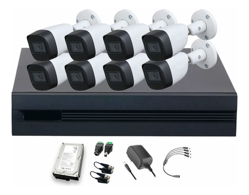 Dahua DHT0250013 Kit de 8 Cámaras de seguridad Metálicas Exterior KITXVR5104HS4KLI3-8CSC3 5 MP 3 TB Microfono Integrado Circuito Cerrado Facil Instalación Busqueda de Humanos KITXVR5104HS4KLI3 CCTV
