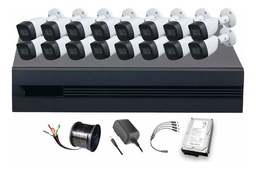 Dahua DHT0250013 Kit de 16 Cámaras de seguridad Metálicas Exterior KITXVR5104HS4KLI3-16CCC3 5 MP 3 TB Microfono Integrado Circuito Cerrado Facil Instalación Busqueda de Humanos KITXVR5104HS4KLI3 CCTV