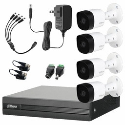 Dahua Kit CCTV DHT0250010 4 Cámaras de Seguridad de 2 MP Kit de Video Vigilancia de Alta Resolución con Detección de Movimiento