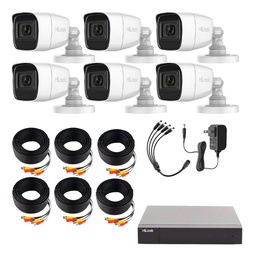 Hilook HL1080PS Kit de Camaras de Seguridad Exterior HLPS-PLUS6 Video Vigilancia TurboHD 1080p CCTV 6 Cámaras Bala con Micrófono Integrado