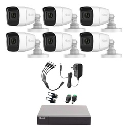 Hilook HL1080PS Kit de Camaras de Seguridad Exterior HLPS-PLUS6-SC Video Vigilancia TurboHD 1080p CCTV 6 Cámaras Bala con Micrófono Integrado